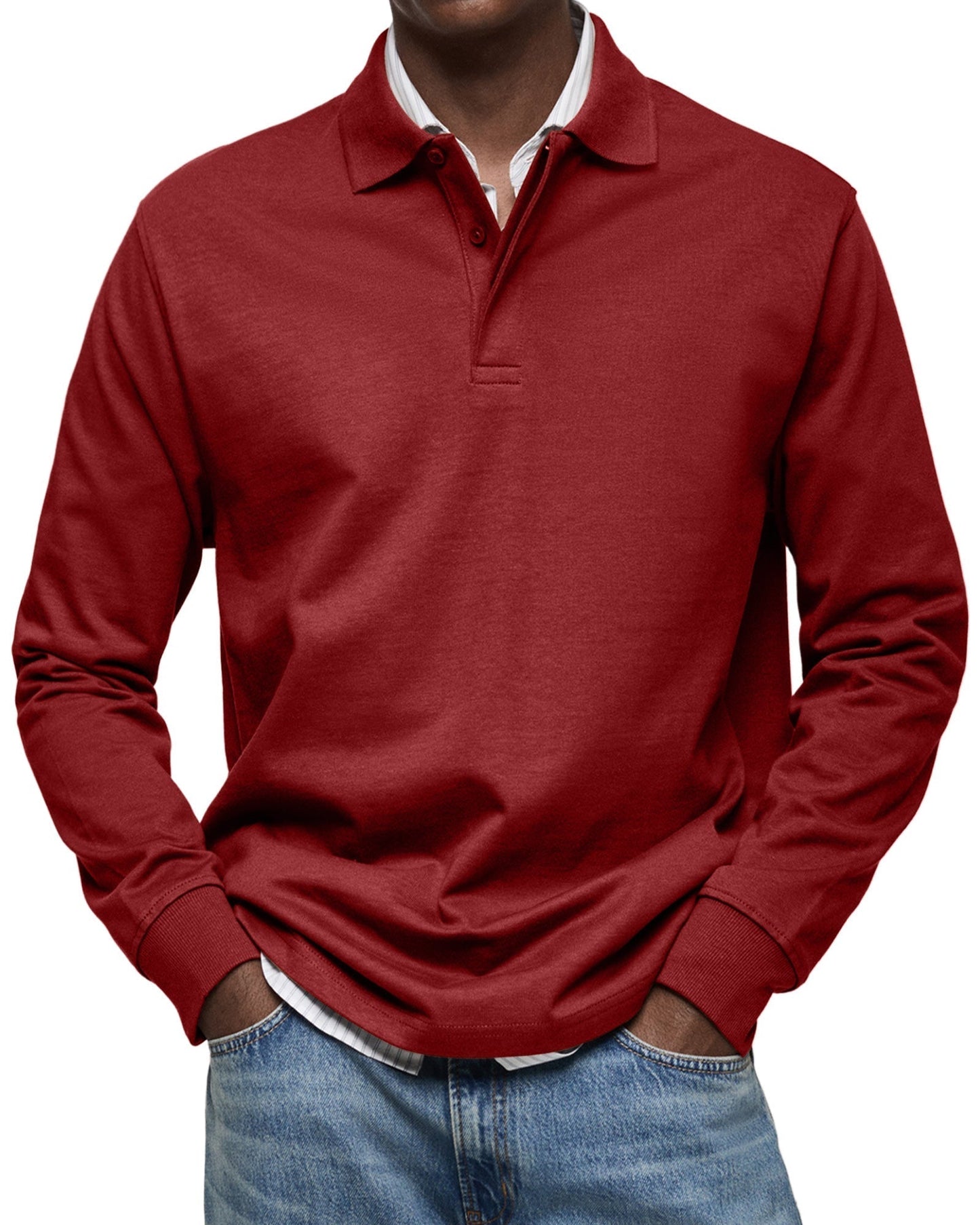 Dewey - Einfaches Langarm-Poloshirt für Herren