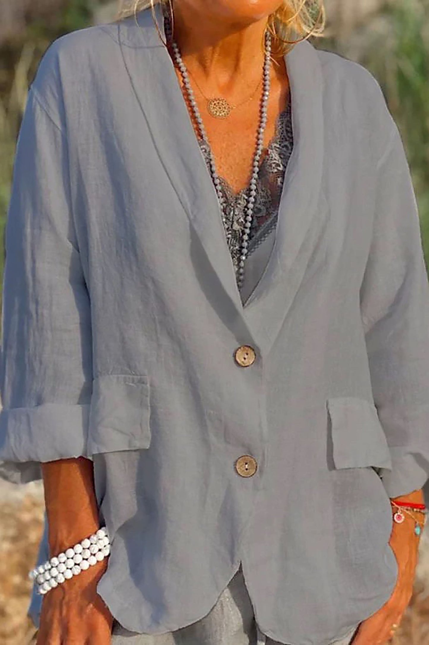 Jessica – Leichte Leinenjacke mit Knopfleiste