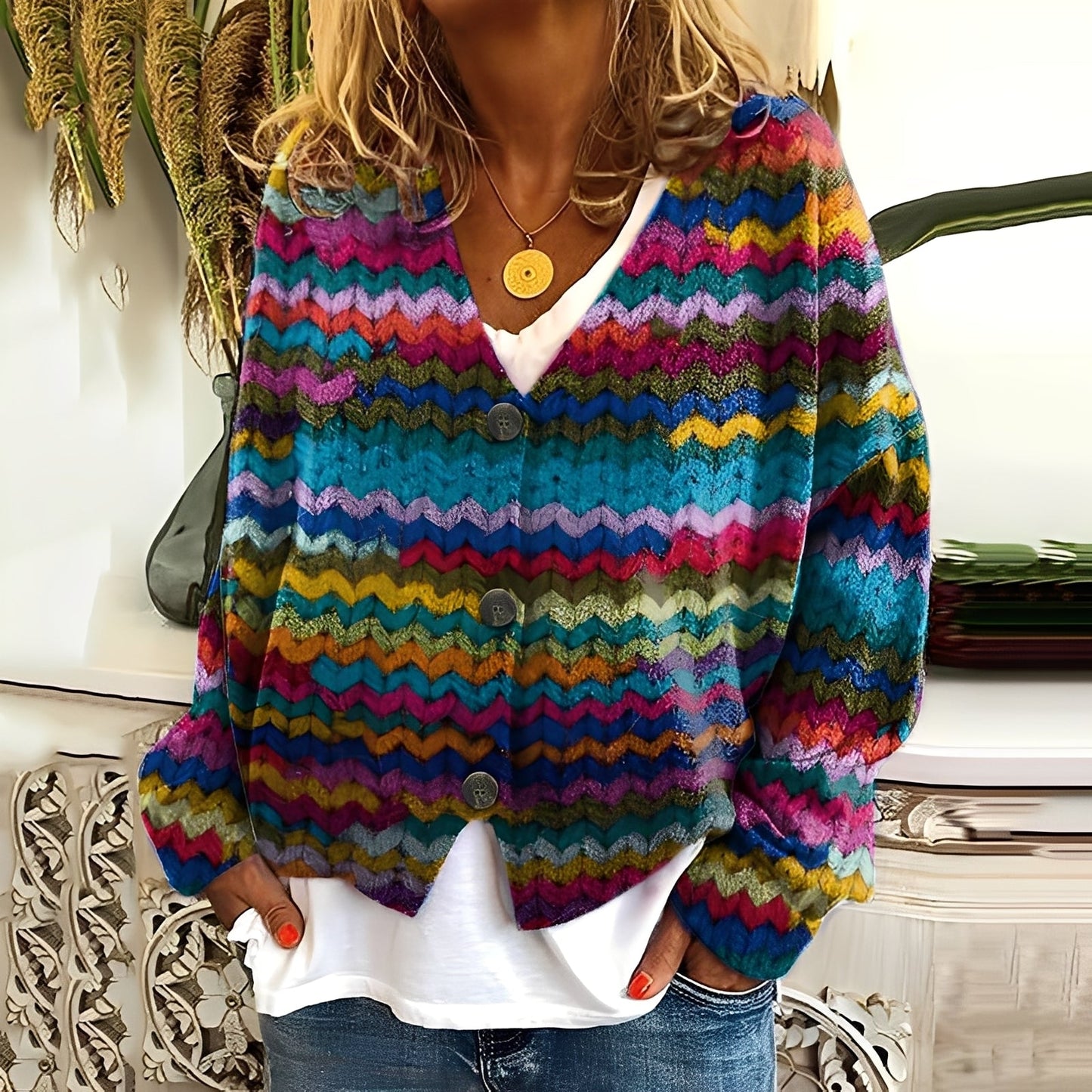 Nydia - Bequemer, weicher Damensweater mit Muster