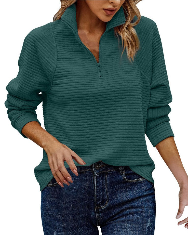 Zinnia - Damenpullover mit Reißverschluss und Rippstruktur