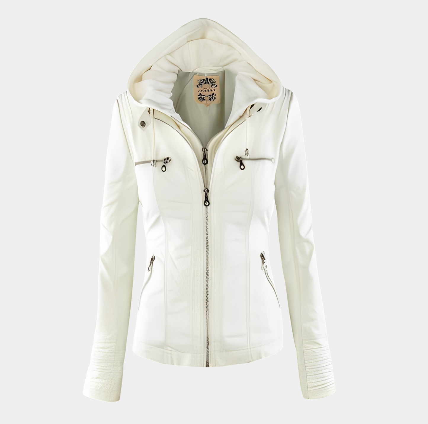 Jaylene - Trendige wasserdichte Damen-Lederjacke mit Kapuze