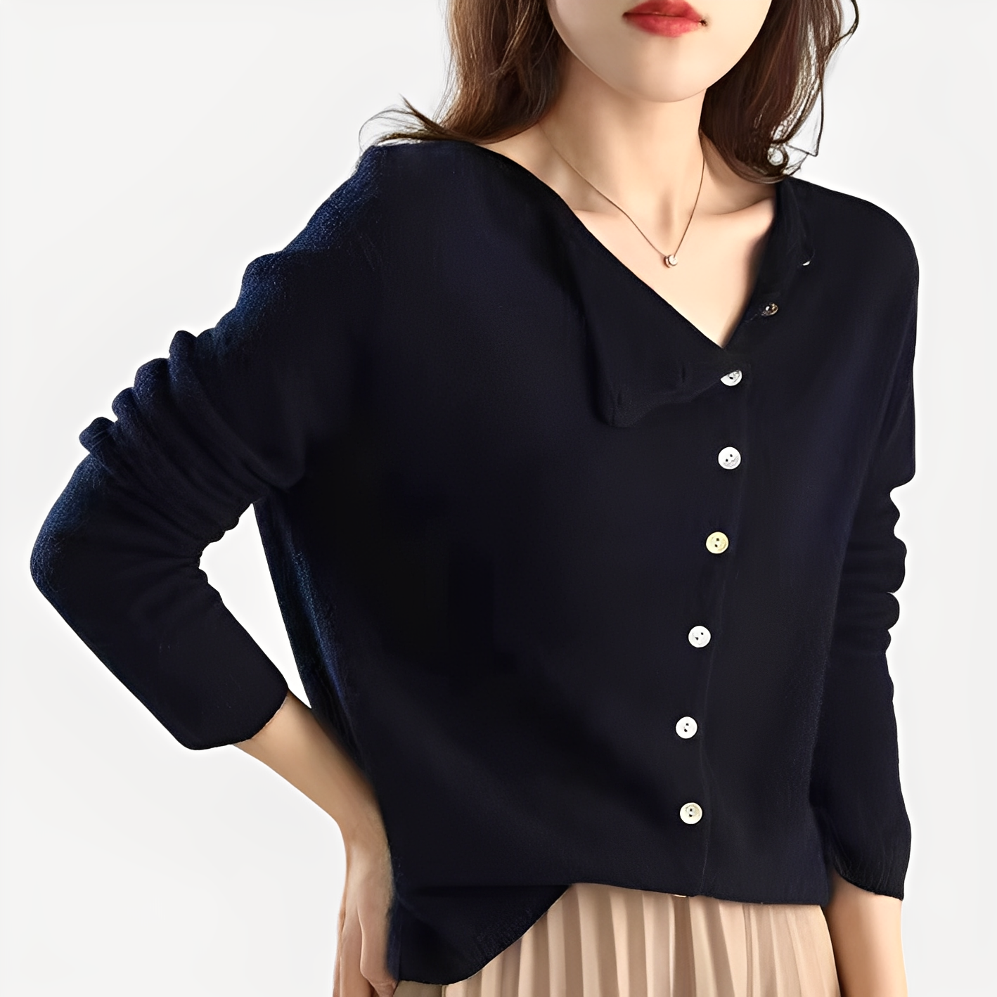 Daria - Stilvolle, warme Ein-Knopf-Strickjacke für Damen