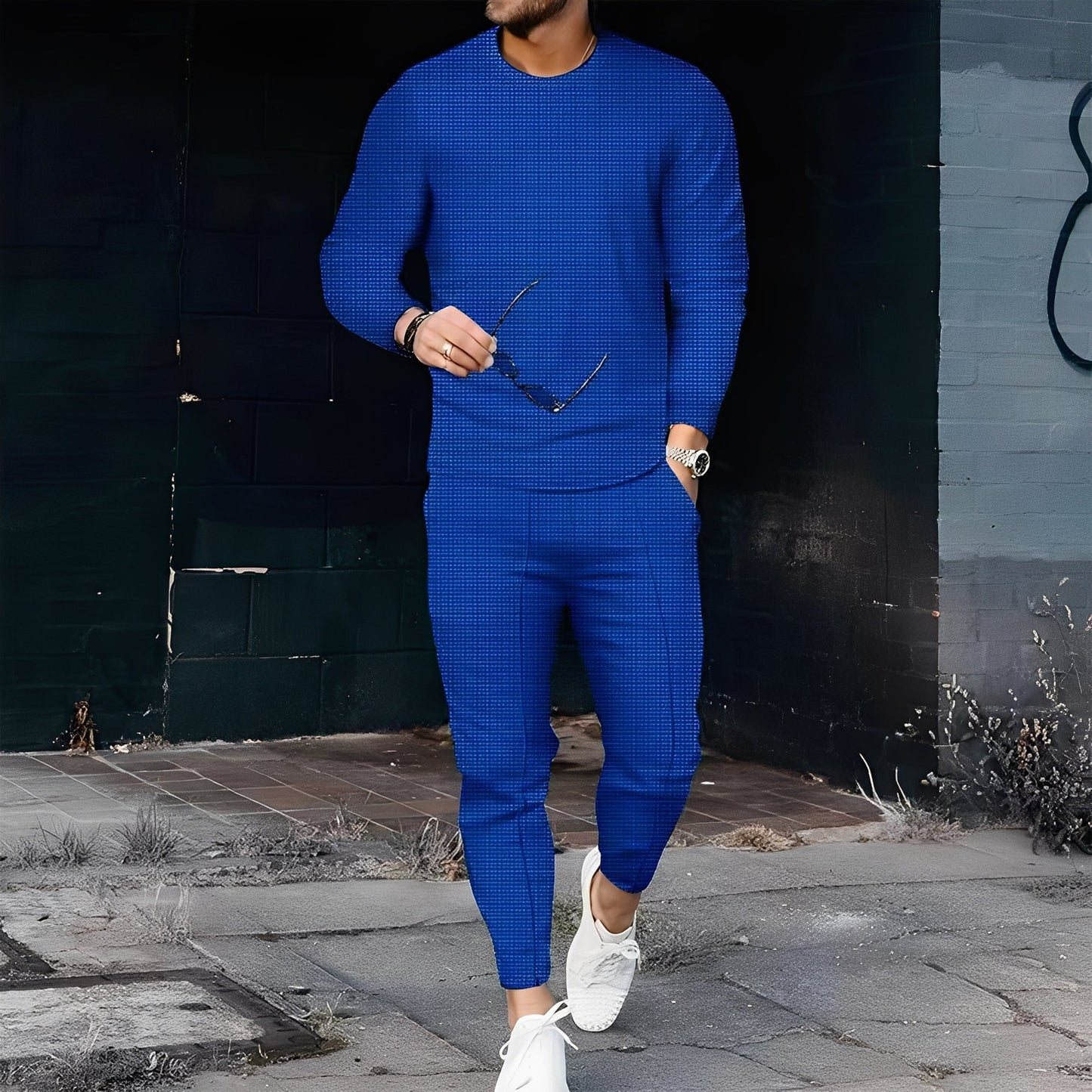 Dillan - Bequemes Slim-Fit-Set für Herren im Waffelstil