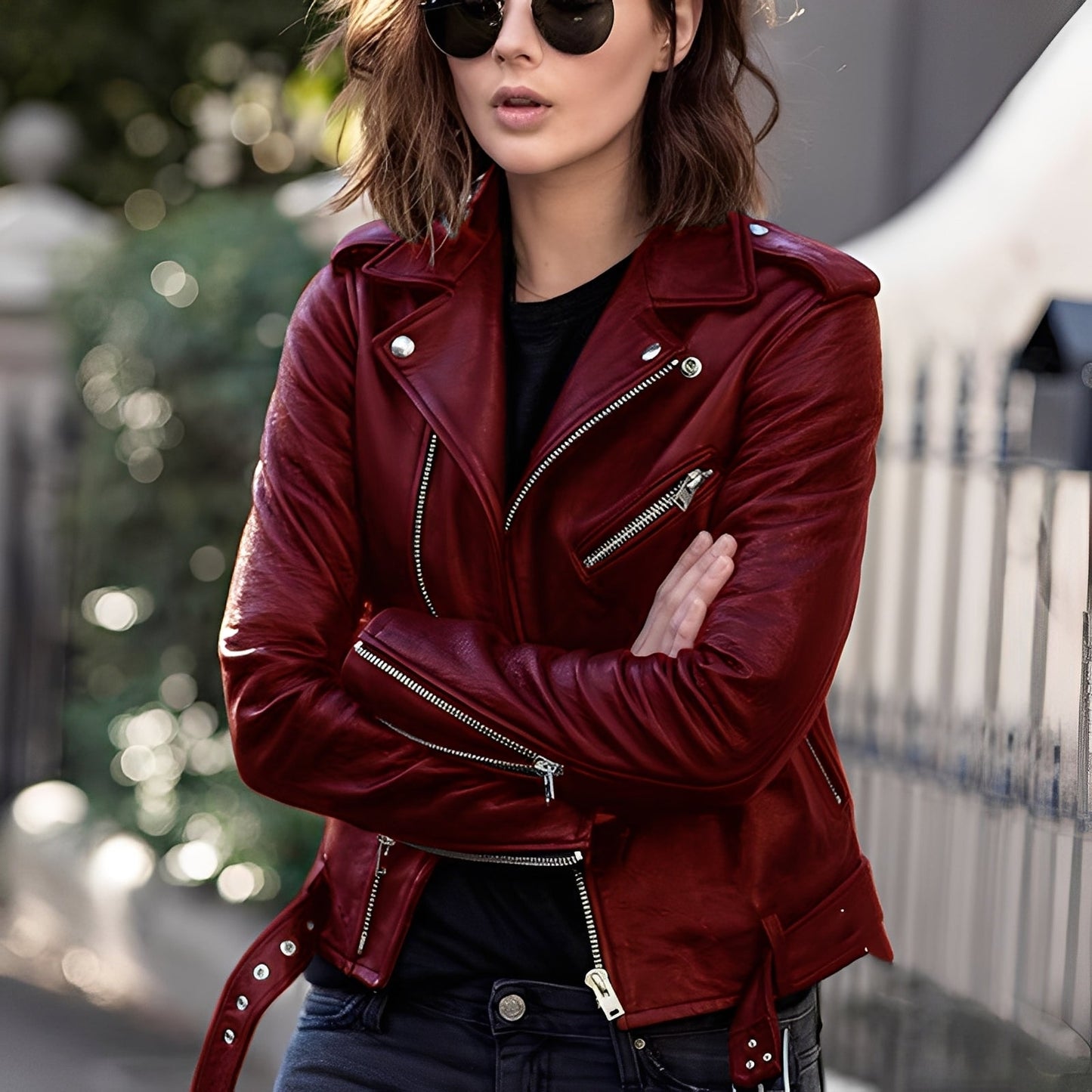 Miranda - Klassische Damenjacke aus Leder mit Zipper