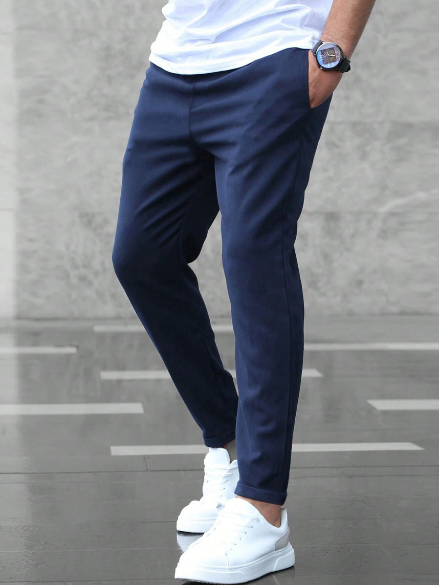 Allan - Bequeme Herrenhose aus Stretchmaterial mit Kordelzug, schlanker Schnitt