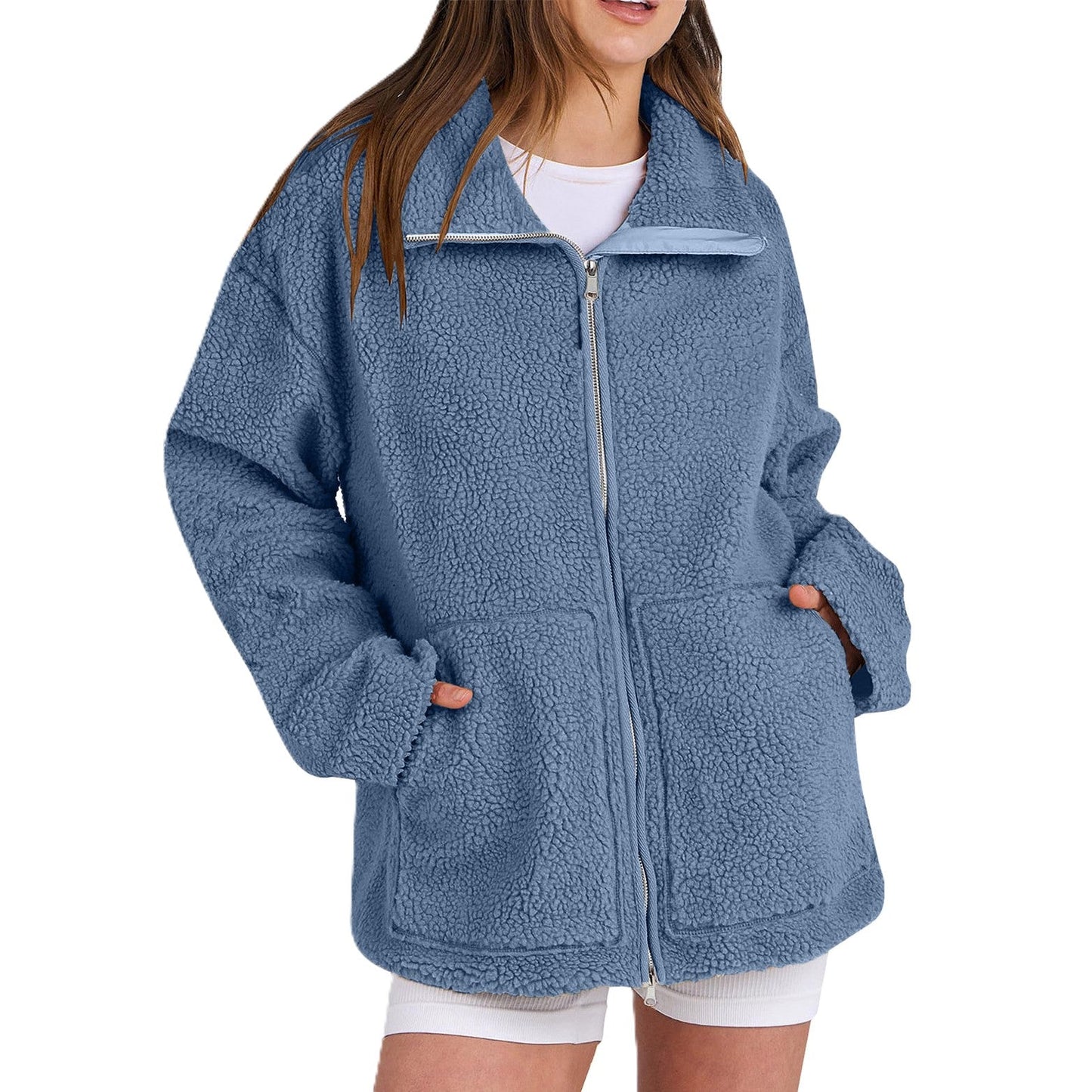 Evangelina - Bequeme Damenjacke aus Teddy-Wolle
