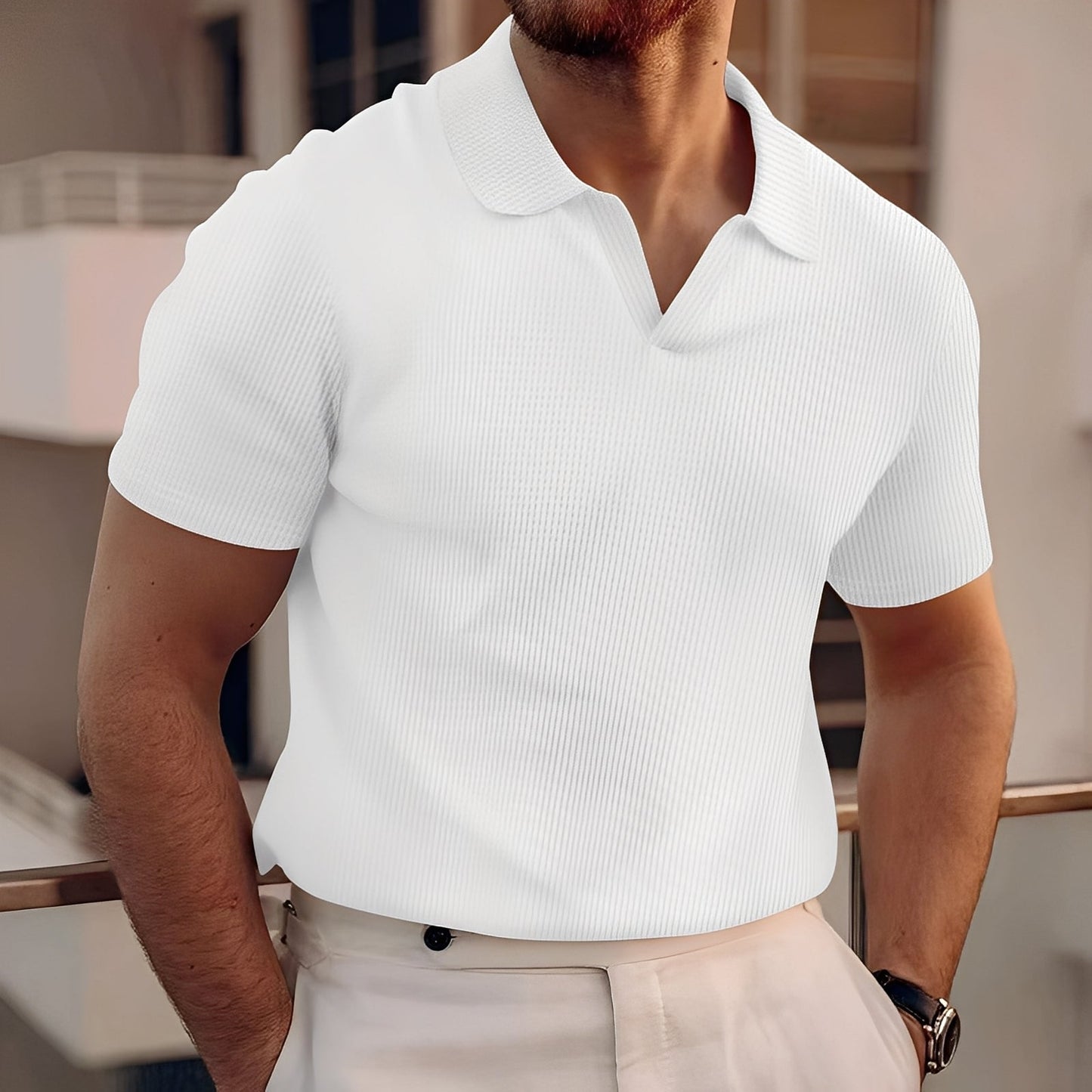 Harley - Schlichtes Herren-Poloshirt mit kurzen Ärmeln und Wabenmuster