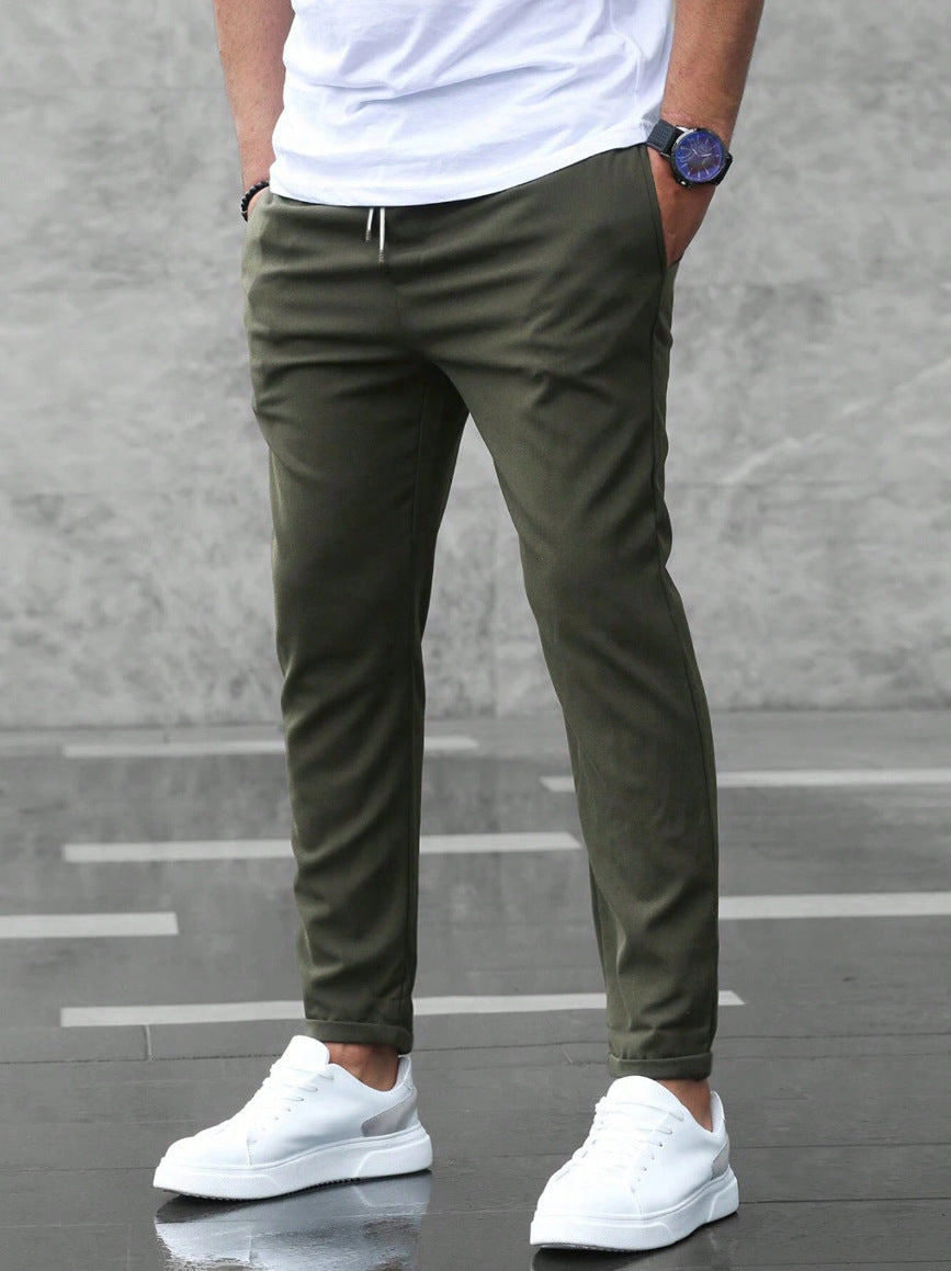 Allan - Bequeme Herrenhose aus Stretchmaterial mit Kordelzug, schlanker Schnitt