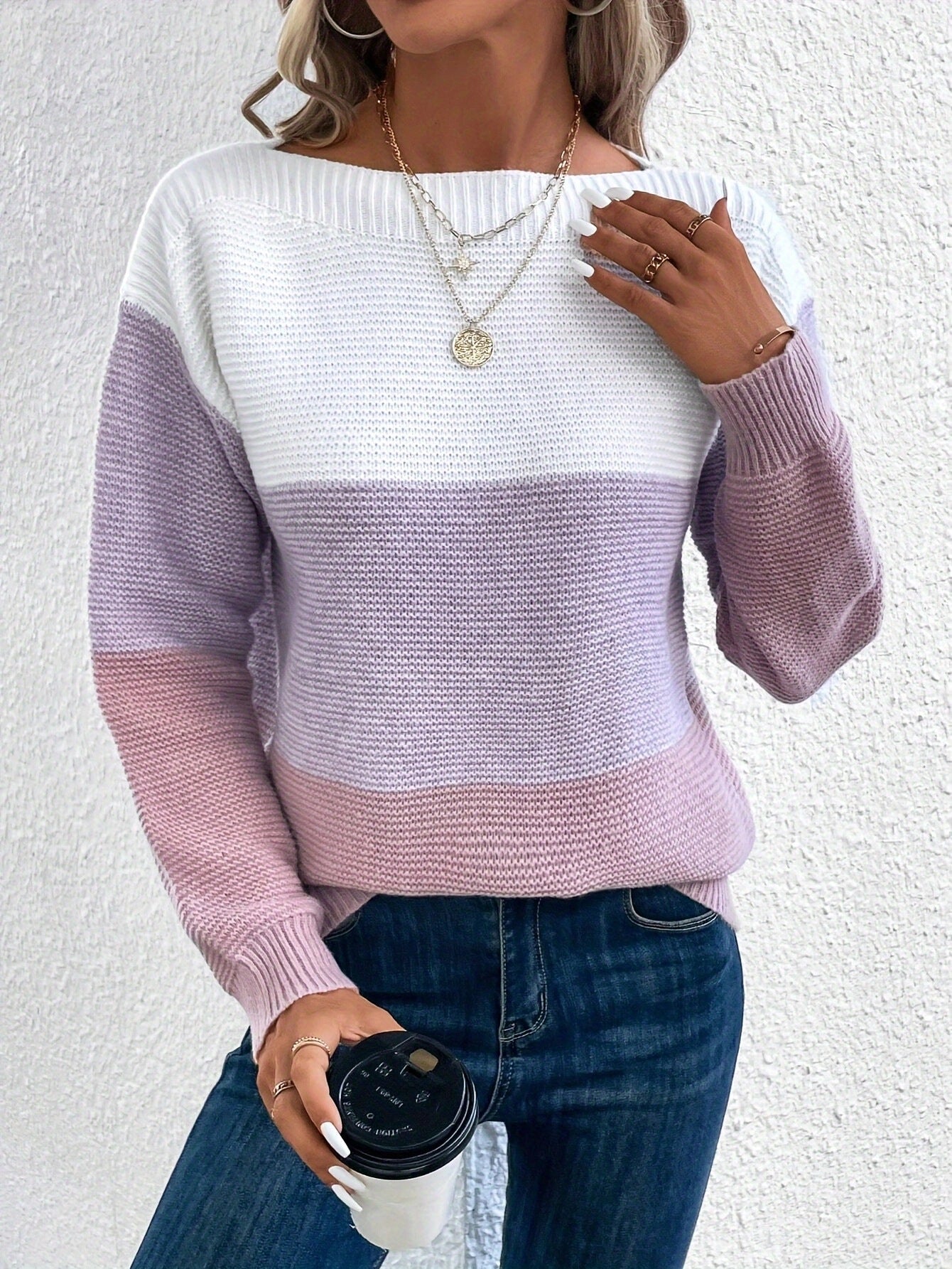 Margaret - Gestreifter Pullover mit Patchwork für Damen