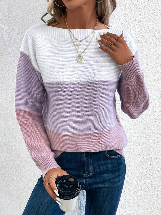 Margaret - Gestreifter Pullover mit Patchwork für Damen