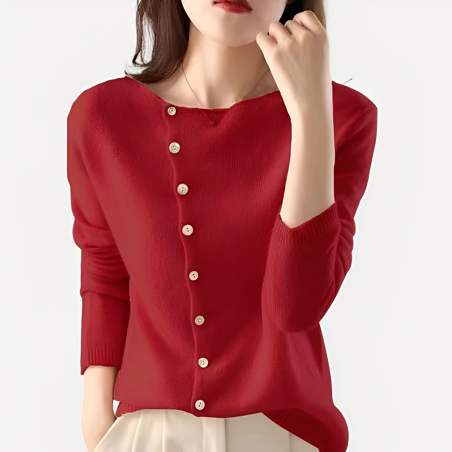 Daria - Stilvolle, warme Ein-Knopf-Strickjacke für Damen
