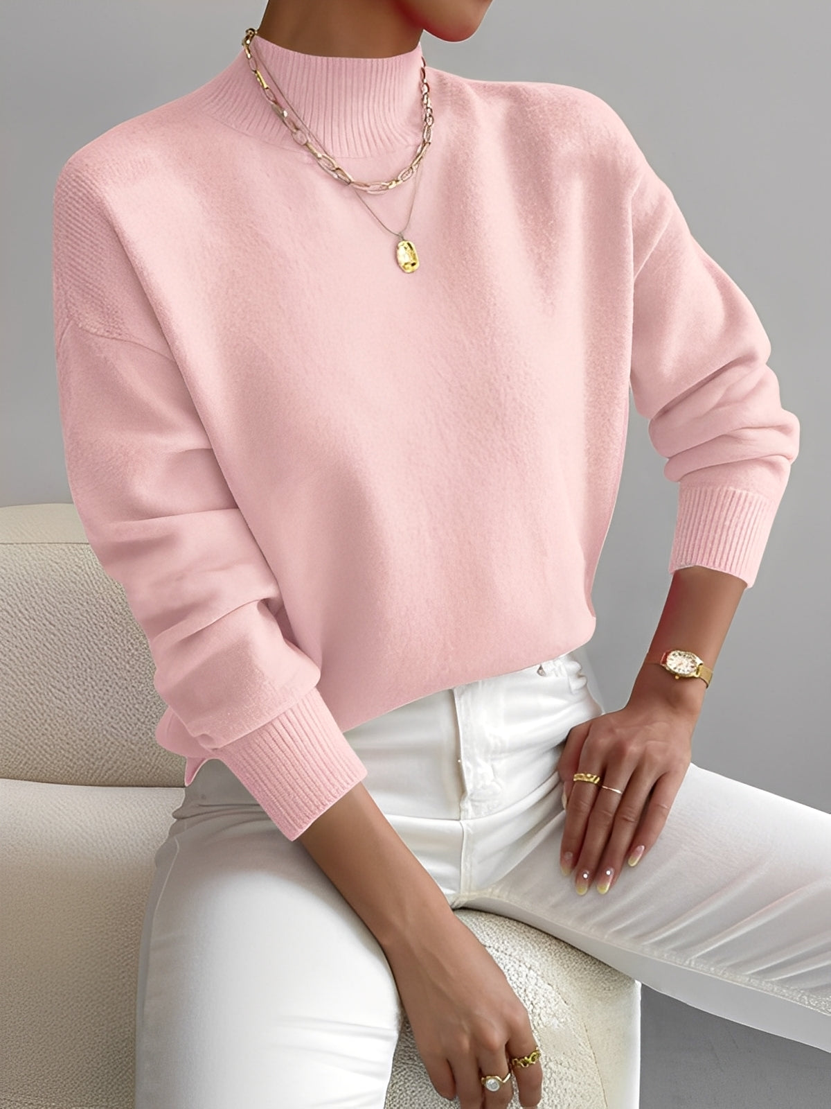 Roxana - Stilvoller Damenpullover mit Stehkragen
