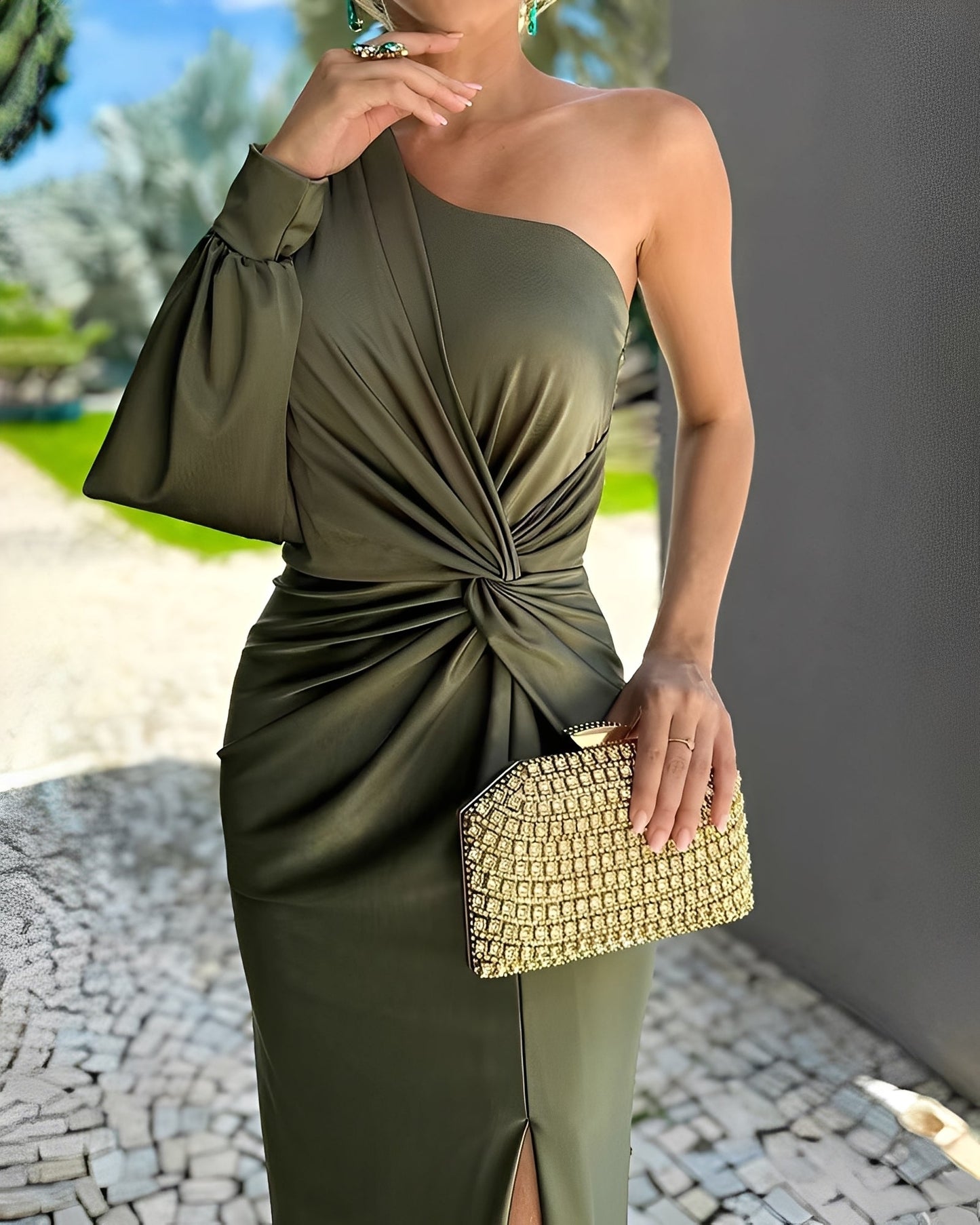 Pauline - Schickes Damenkleid mit einseitiger Drapierung