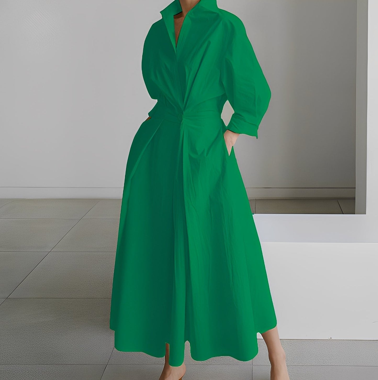 Lavina - Gemütliches Damenkleid mit langen Ärmeln und Taschen
