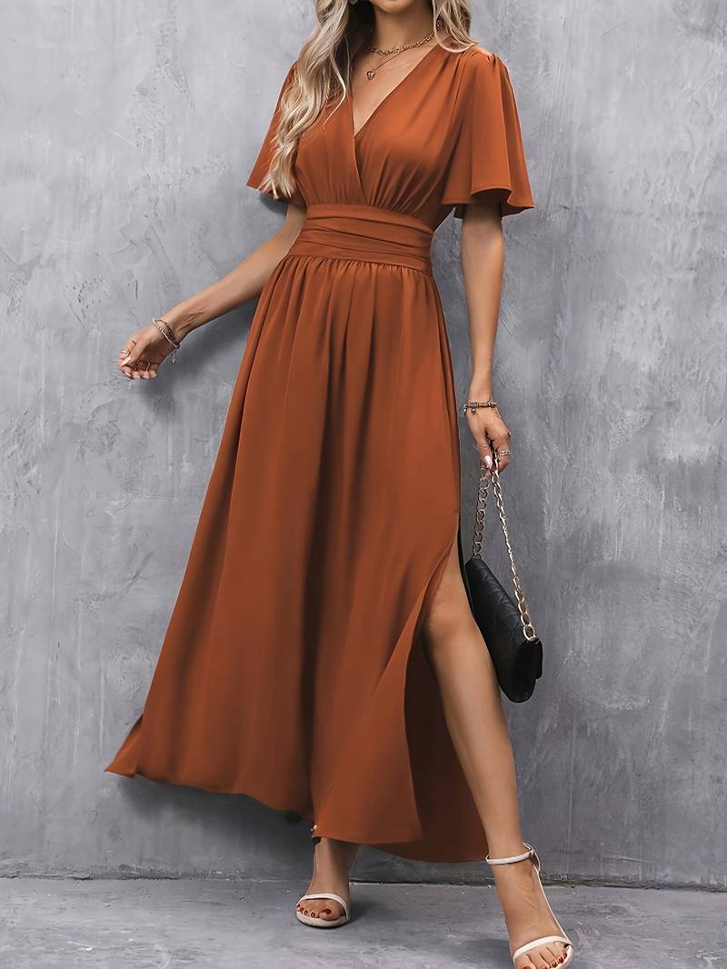 Juliette – Damenkleid mit Rüschenausschnitt und Falten-Taille