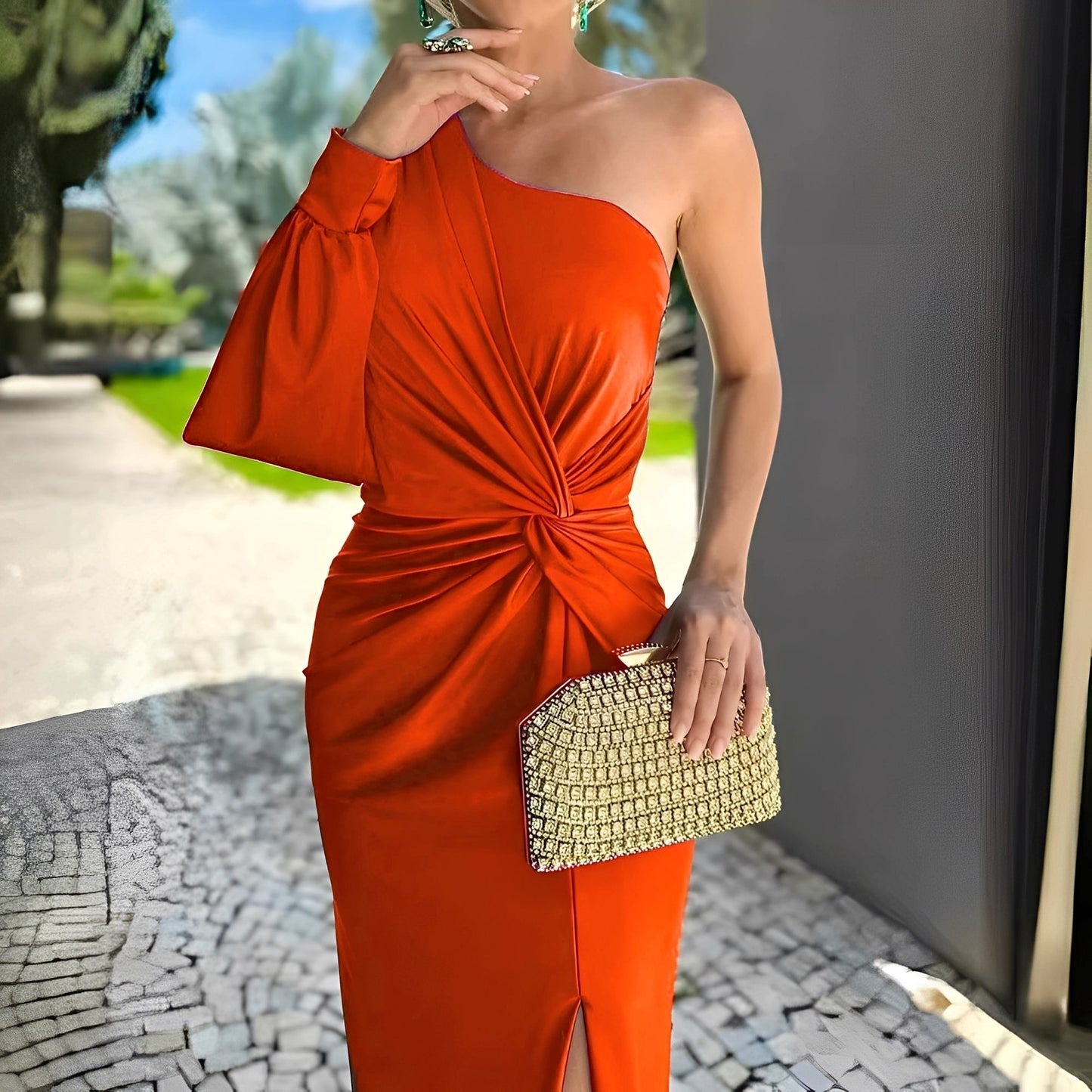 Pauline - Schickes Damenkleid mit einseitiger Drapierung