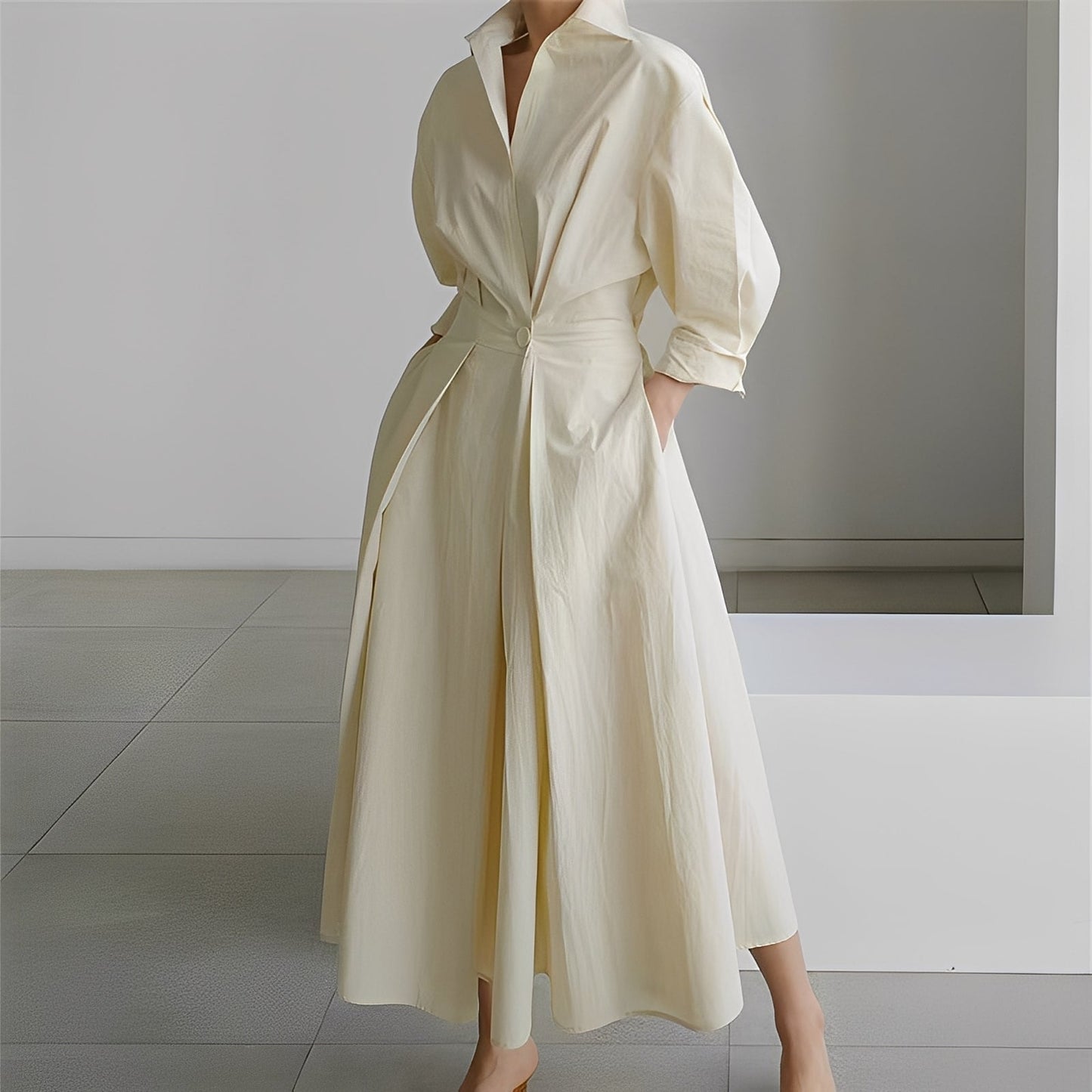 Lavina - Gemütliches Damenkleid mit langen Ärmeln und Taschen