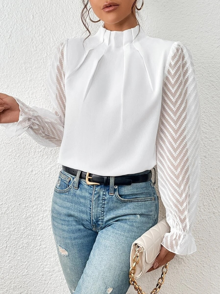 Cassandra - Schickes Damen-Chiffon-Top mit langen Ärmeln
