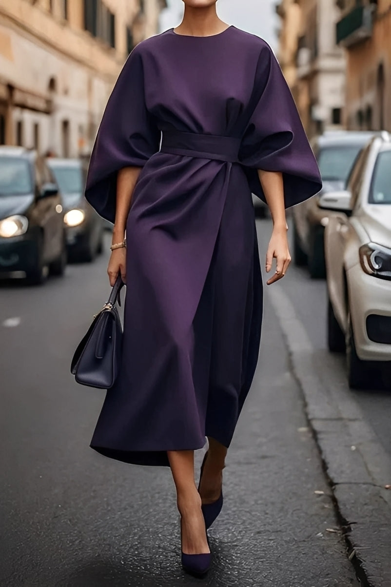 Nicole - Stilvolles Damen-Midikleid mit Puffärmeln