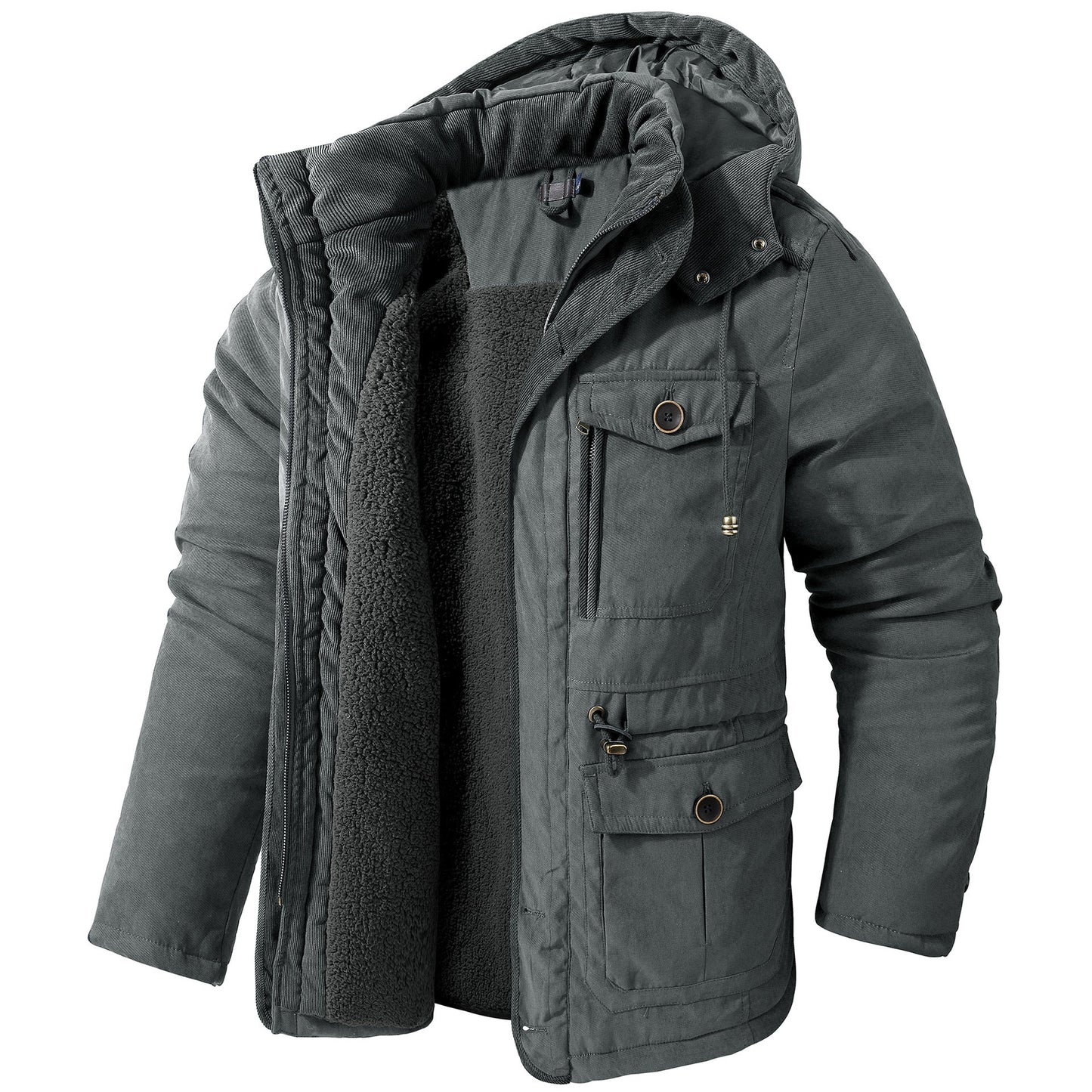 Daren - Flauschige Herrenjacke mit Kapuze