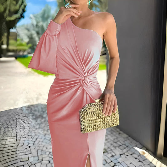Pauline - Schickes Damenkleid mit einseitiger Drapierung