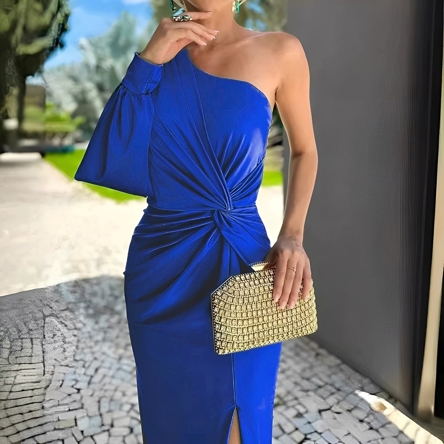 Pauline - Schickes Damenkleid mit einseitiger Drapierung