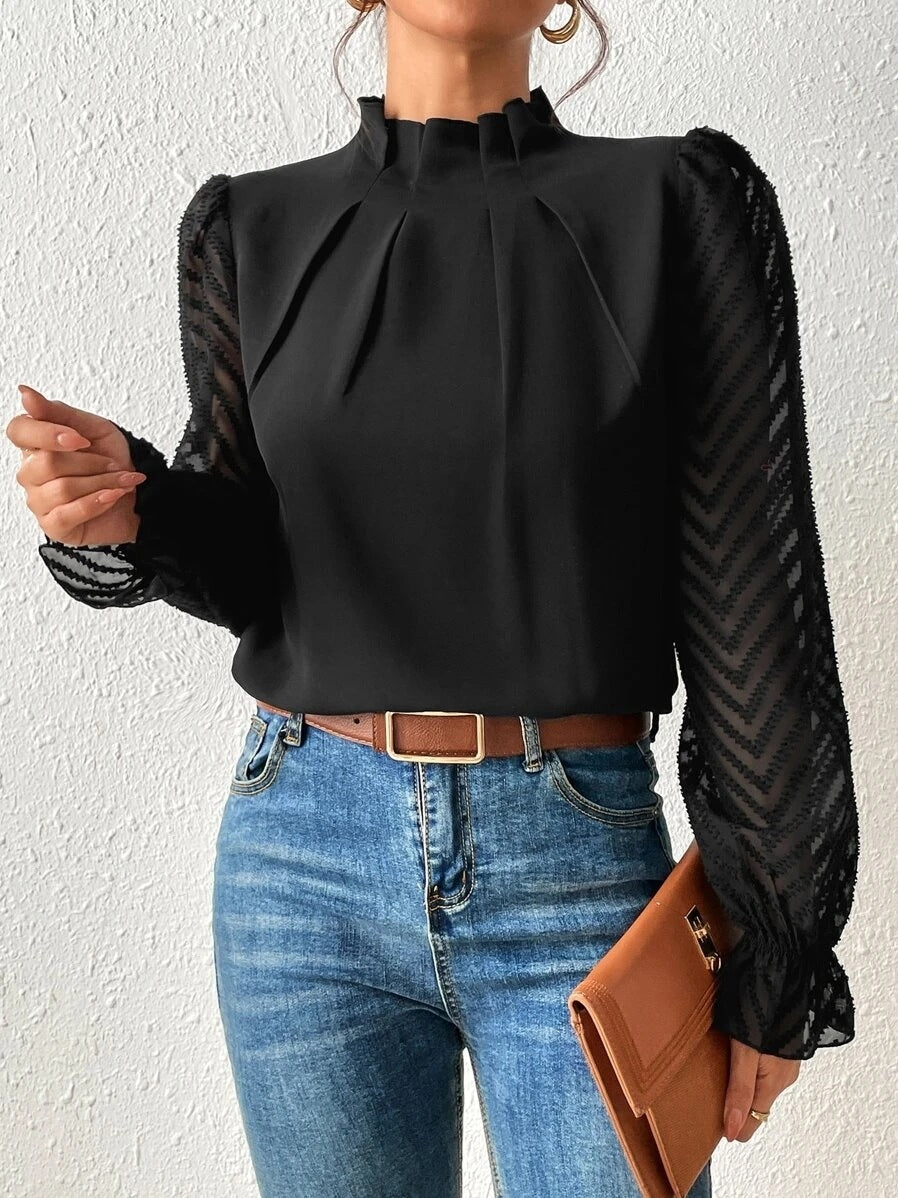 Cassandra - Schickes Damen-Chiffon-Top mit langen Ärmeln
