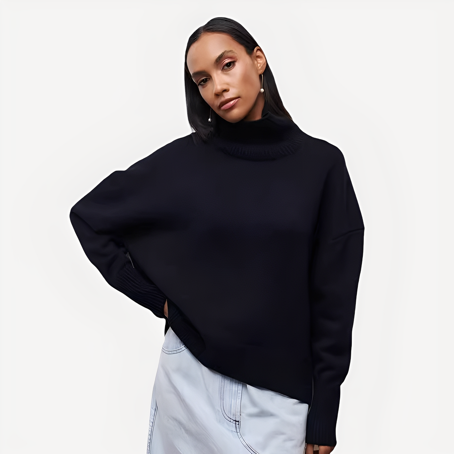 Margery - Damenpullover mit großzügigem Schnitt und hohem Kragen