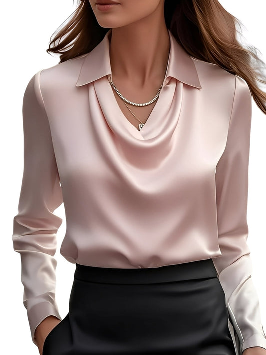 Dionne - Stilvolle Damenbluse aus Satin mit langen Ärmeln