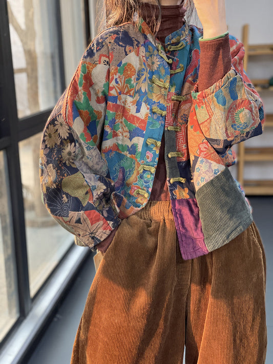 Charisse - Traditioneller Damenmantel mit ethnischem Muster und Taschen
