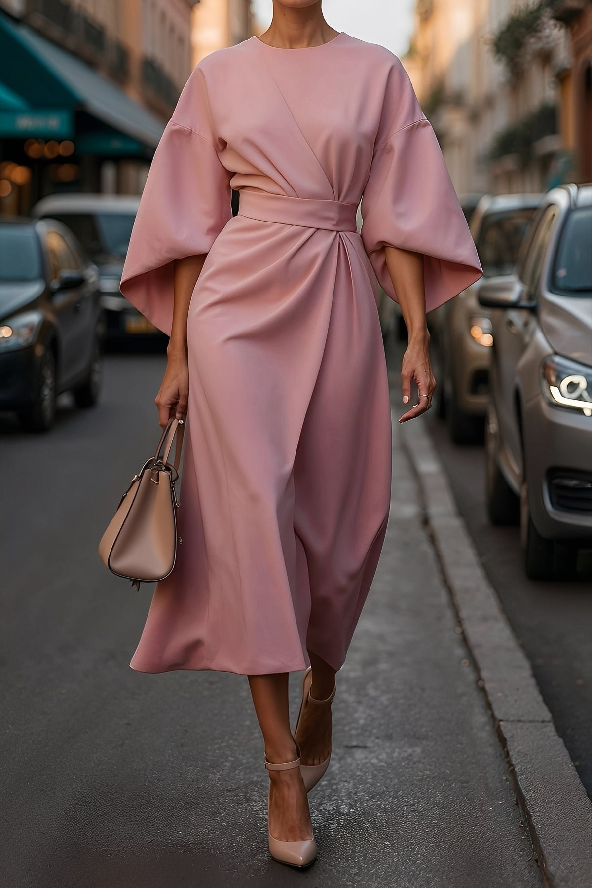 Elena - Elegantes, lässiges Damenkleid mit Gürtel