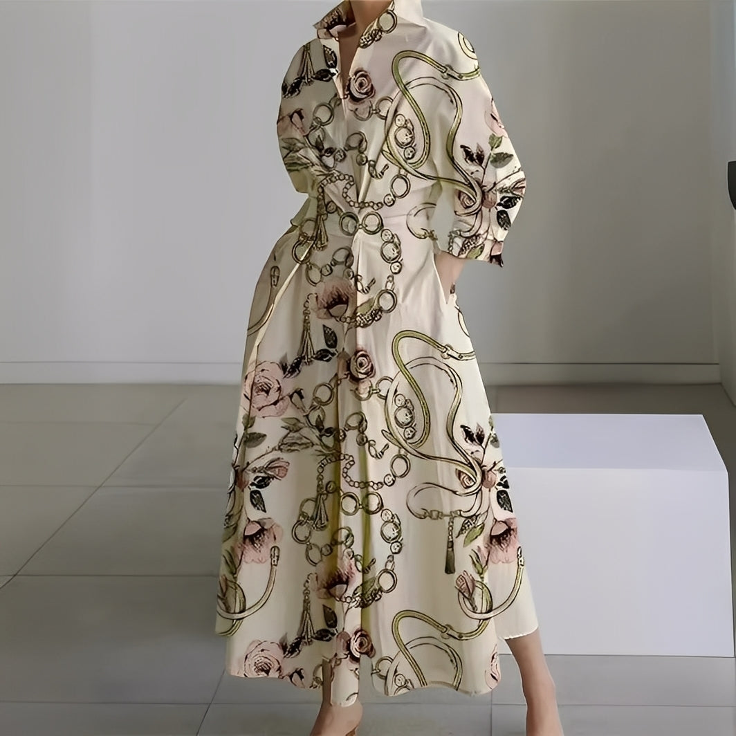 Lavina - Gemütliches Damenkleid mit langen Ärmeln und Taschen