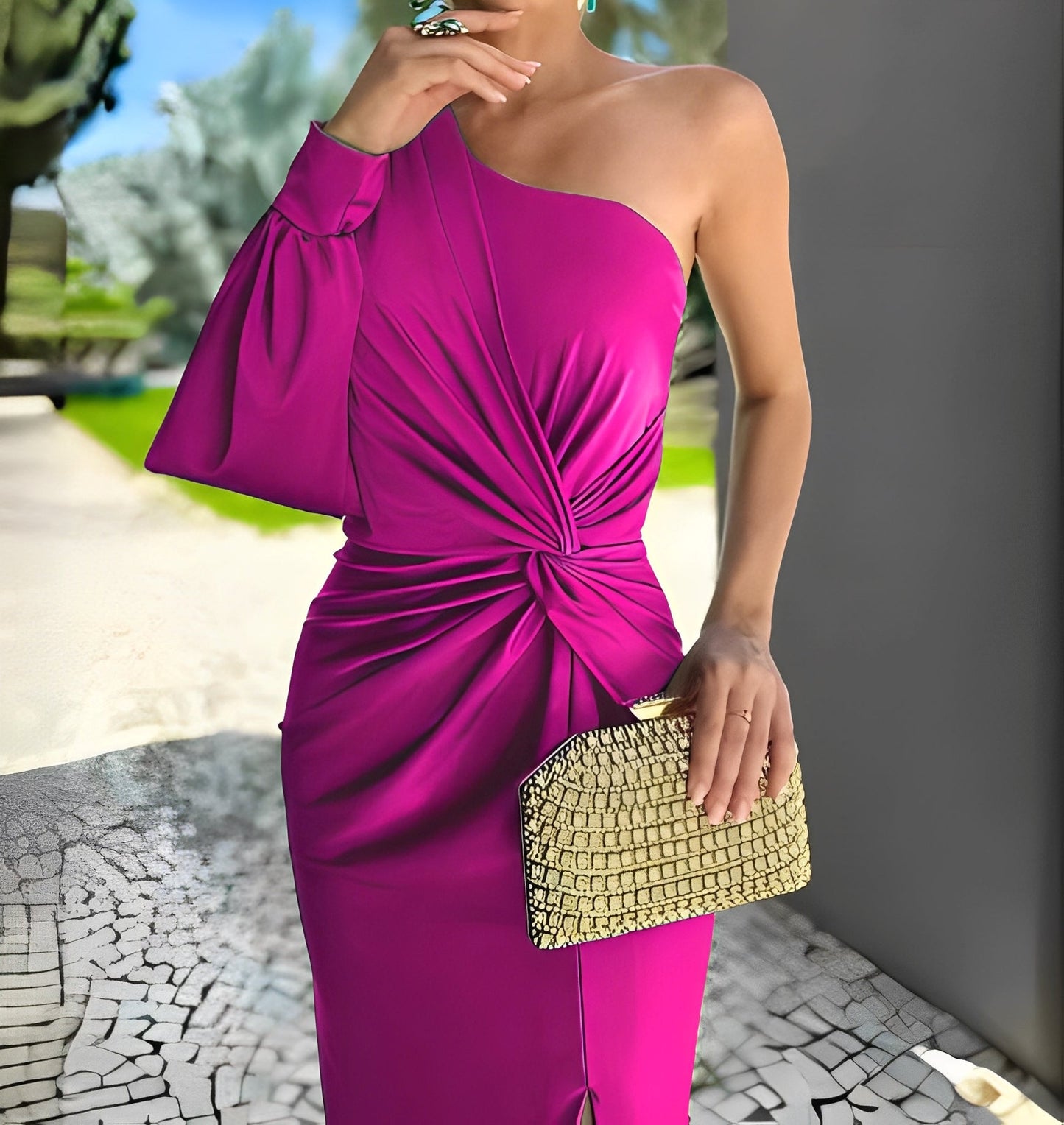 Pauline - Schickes Damenkleid mit einseitiger Drapierung