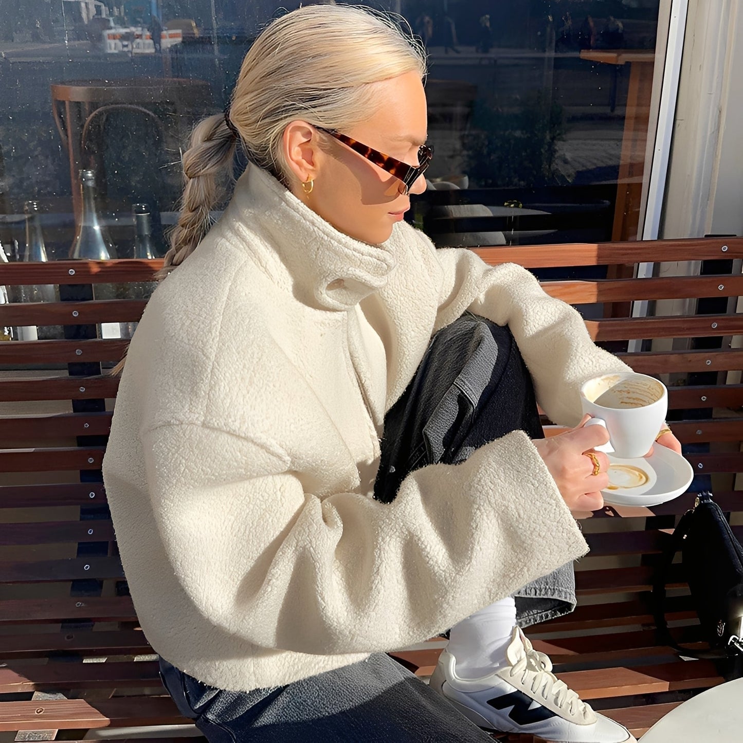 Shania - Moderner, lockerer Oversize-Fleece-Mantel für Damen