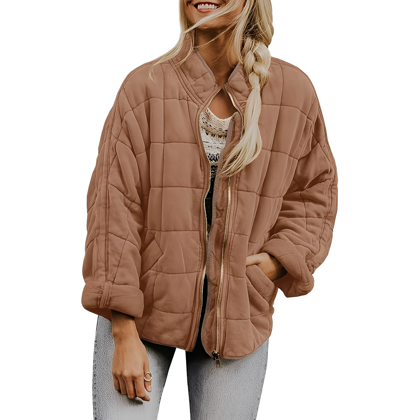Luana - Leichte Damenjacke mit Quiltmuster und Taschen