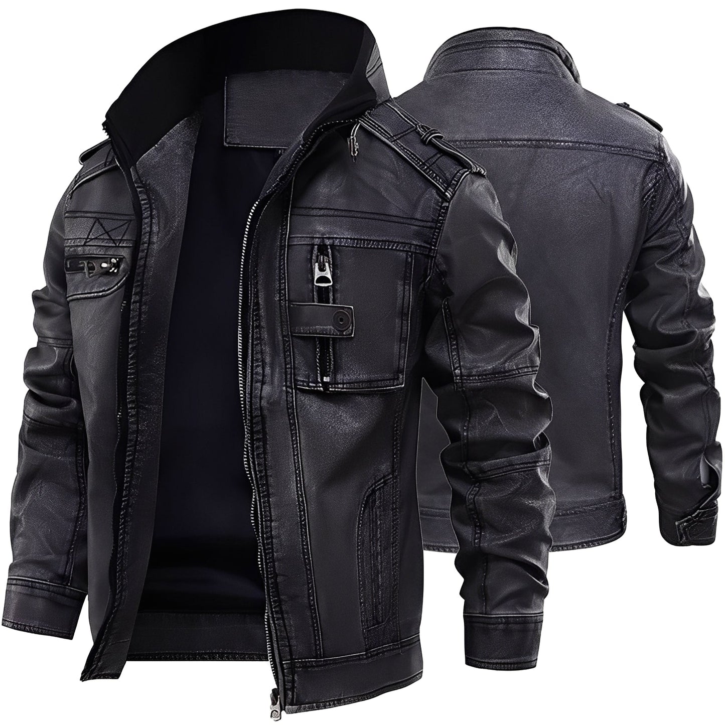 Kevin - Klassische Herren-Lederjacke mit Taschen