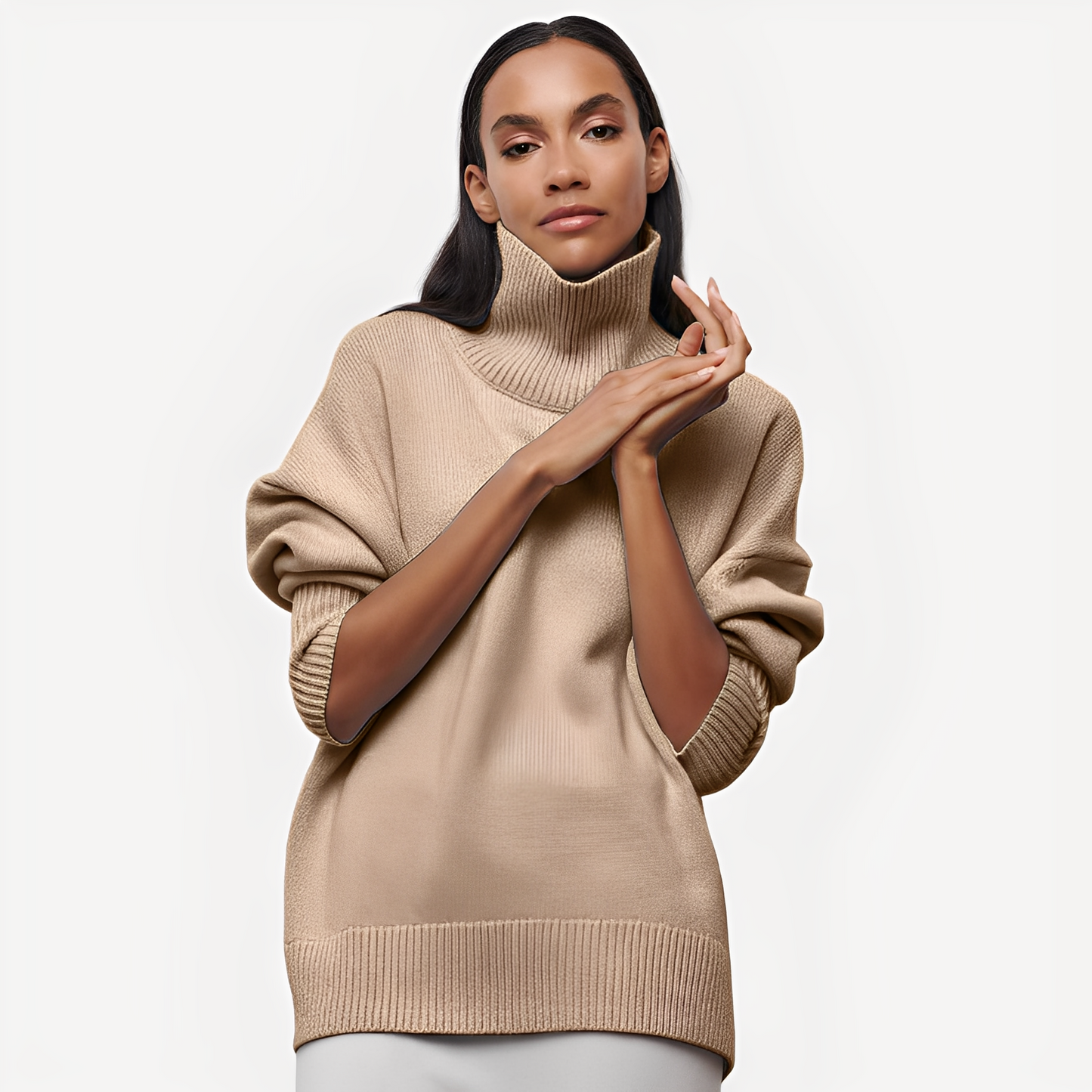Margery - Damenpullover mit großzügigem Schnitt und hohem Kragen