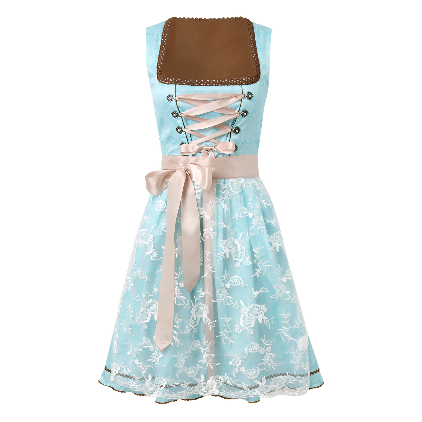 Zella - Damen Oktoberfest-Kleid mit Schnürung und Muster