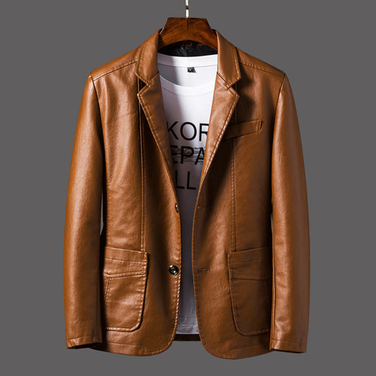 Duncan - Herrenlederjacke mit modernem Knopfdesign