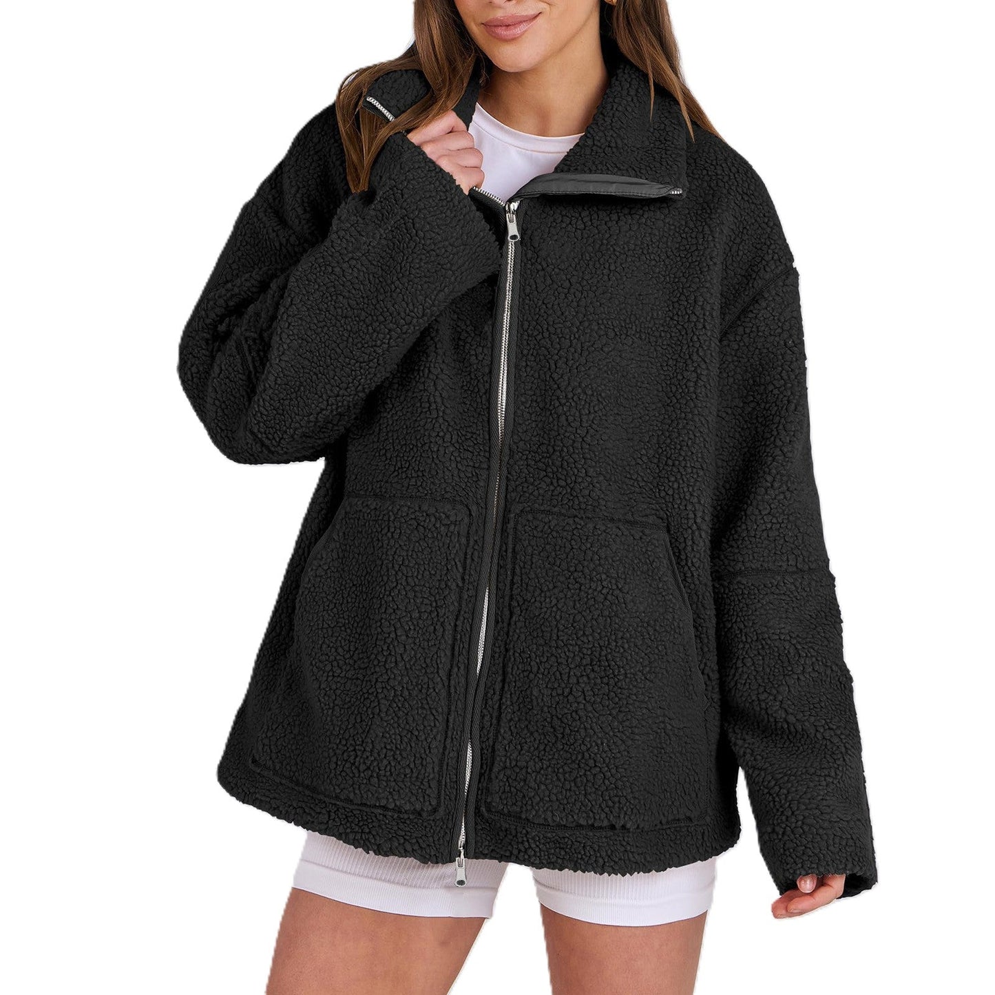 Evangelina - Bequeme Damenjacke aus Teddy-Wolle