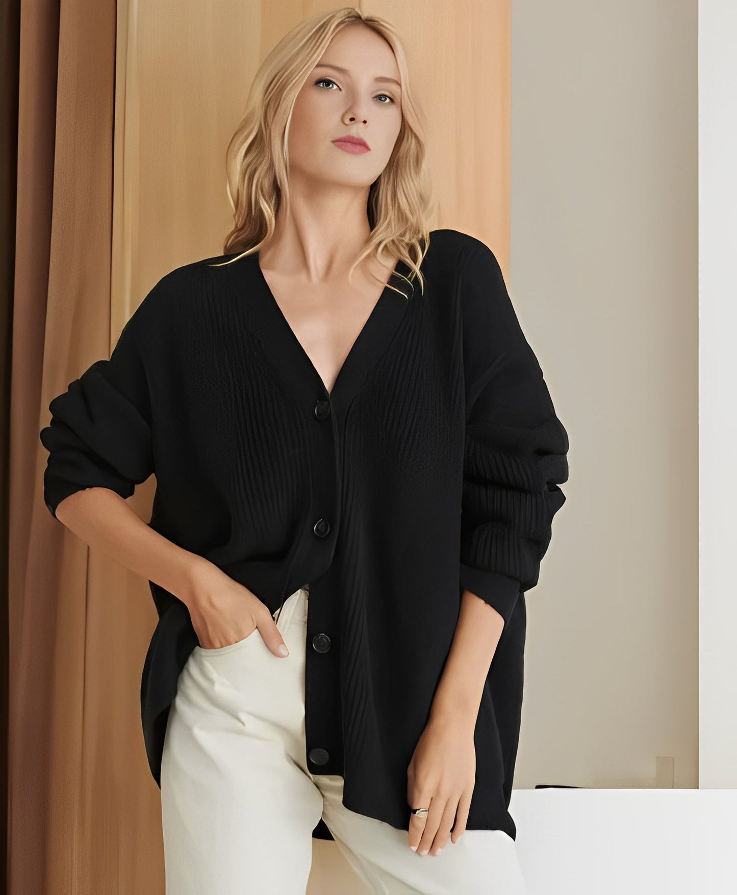 Sofia - Bequemer, lockerer Damen-Cardigan aus Kaschmir