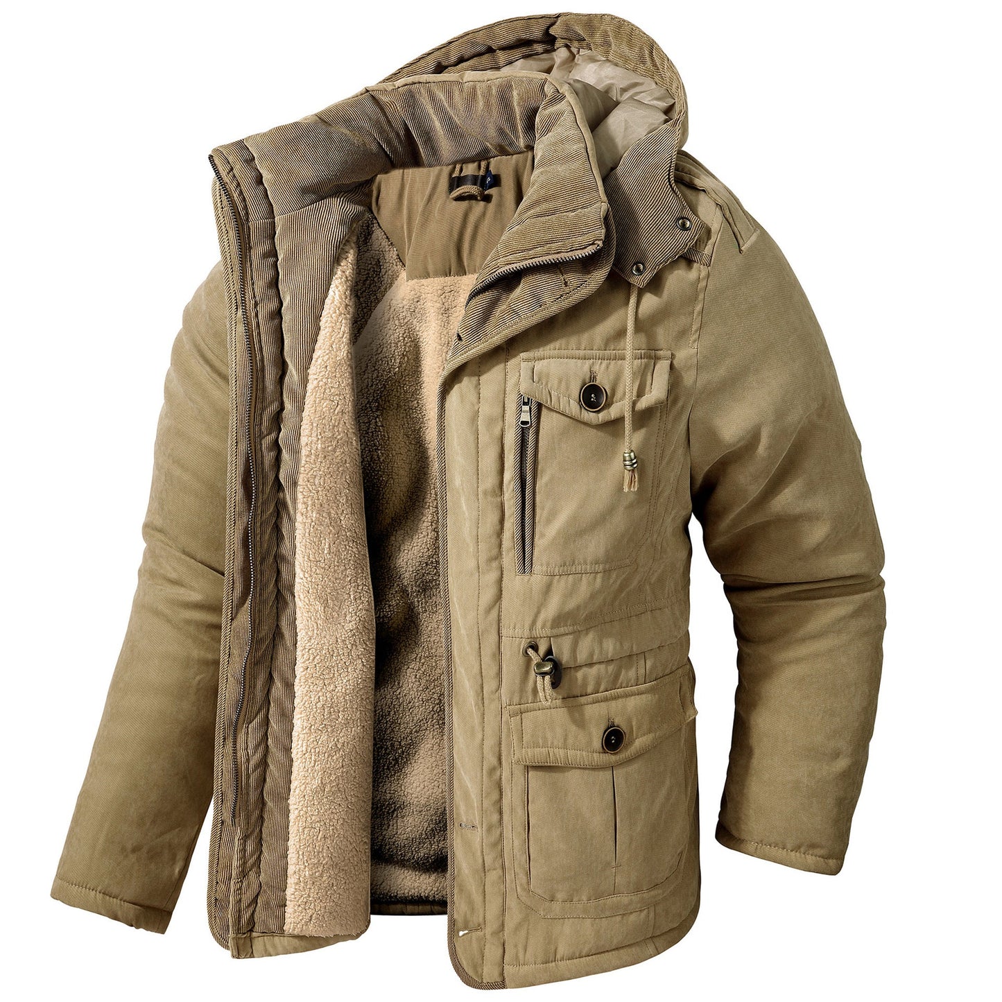 Daren - Flauschige Herrenjacke mit Kapuze