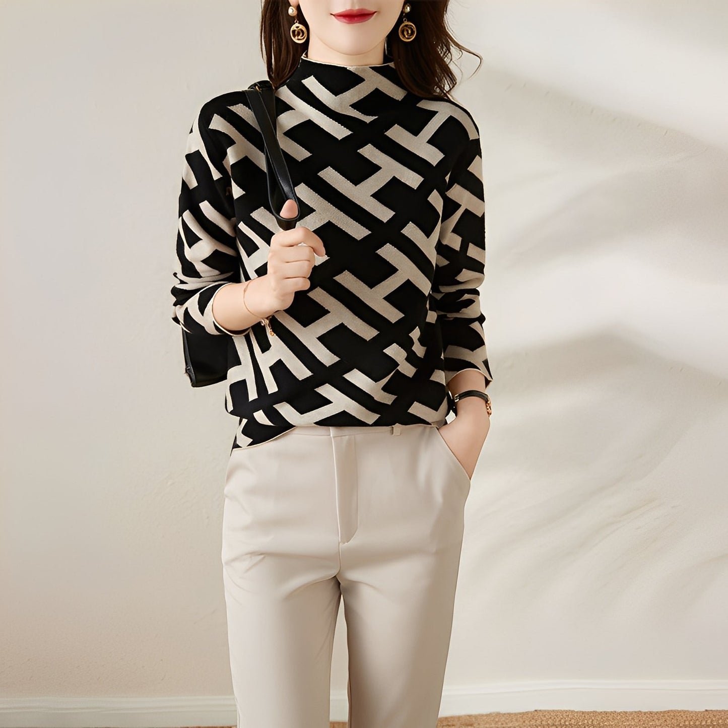 Eleanor - Stilvolles Damen-Stricktop mit langen Ärmeln im Design