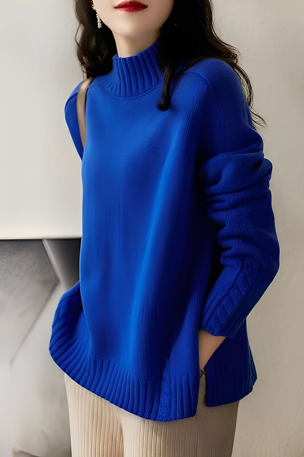 Karolyn - Schlichter, enger Damenstrickpullover