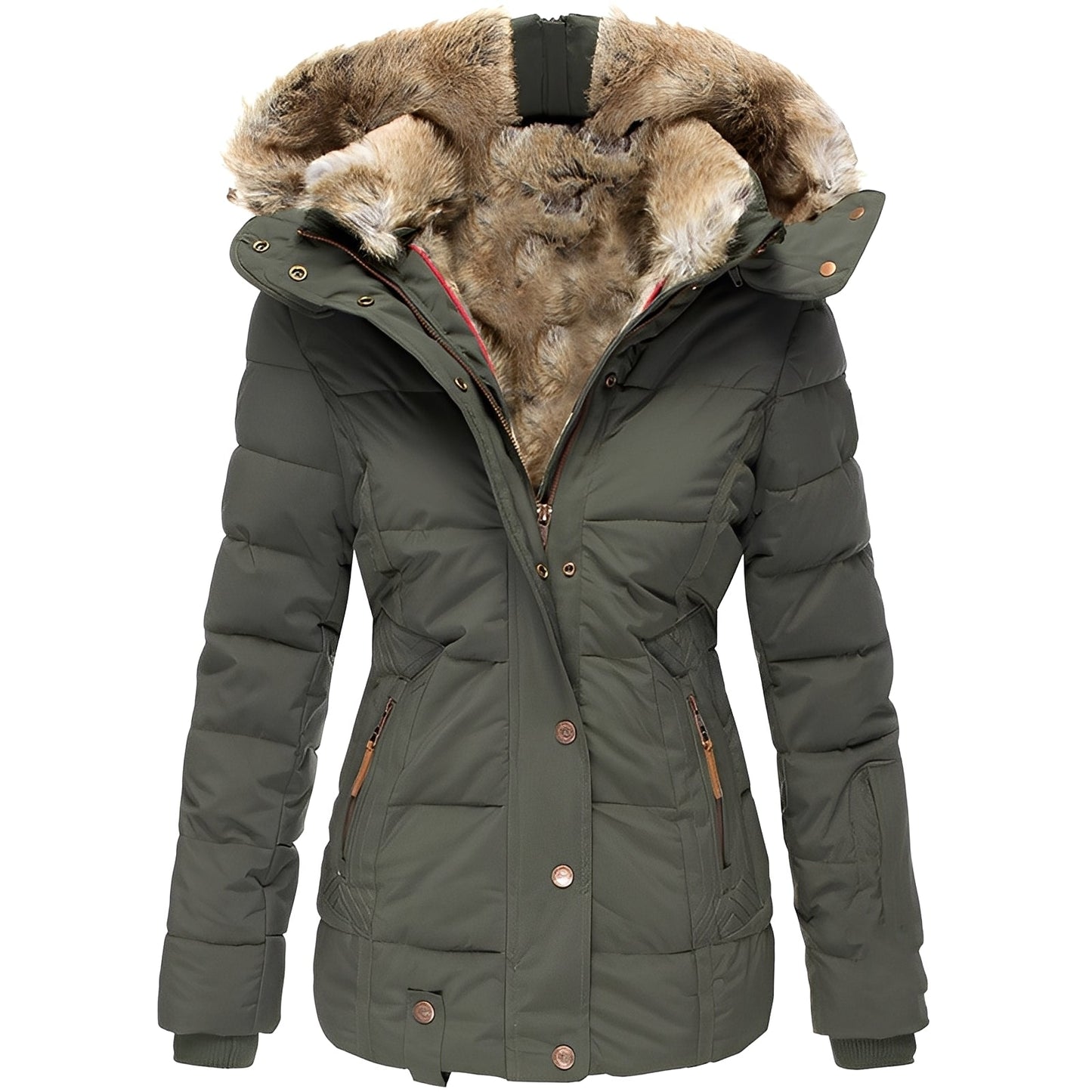 Odelia - Stilvolle, figurbetonte Jacke mit Pelzkragen für Damen