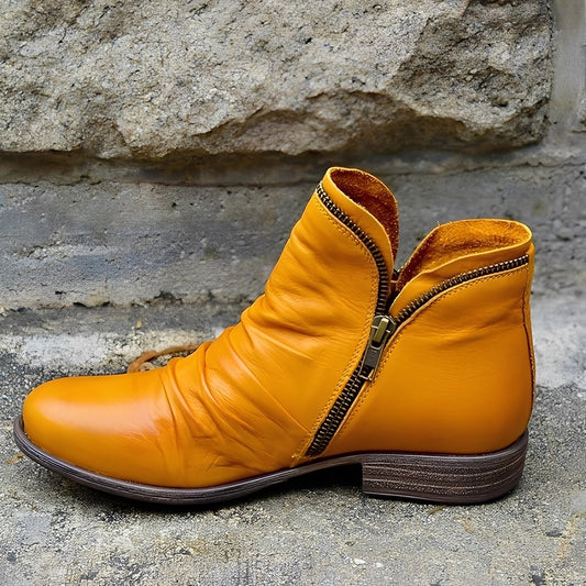 Veronica - Retro-Lederstiefel für Damen mit Zipper