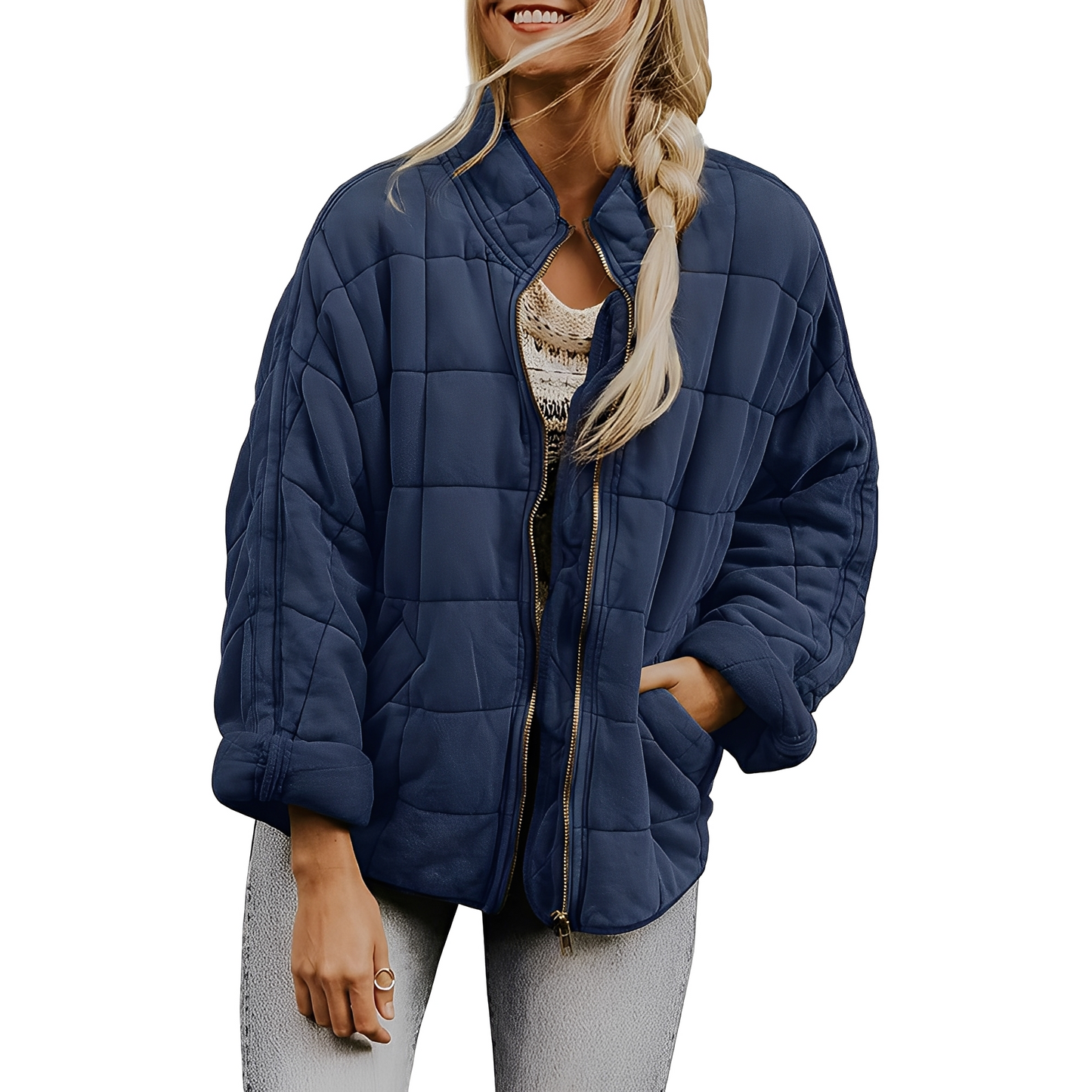 Luana - Leichte Damenjacke mit Quiltmuster und Taschen