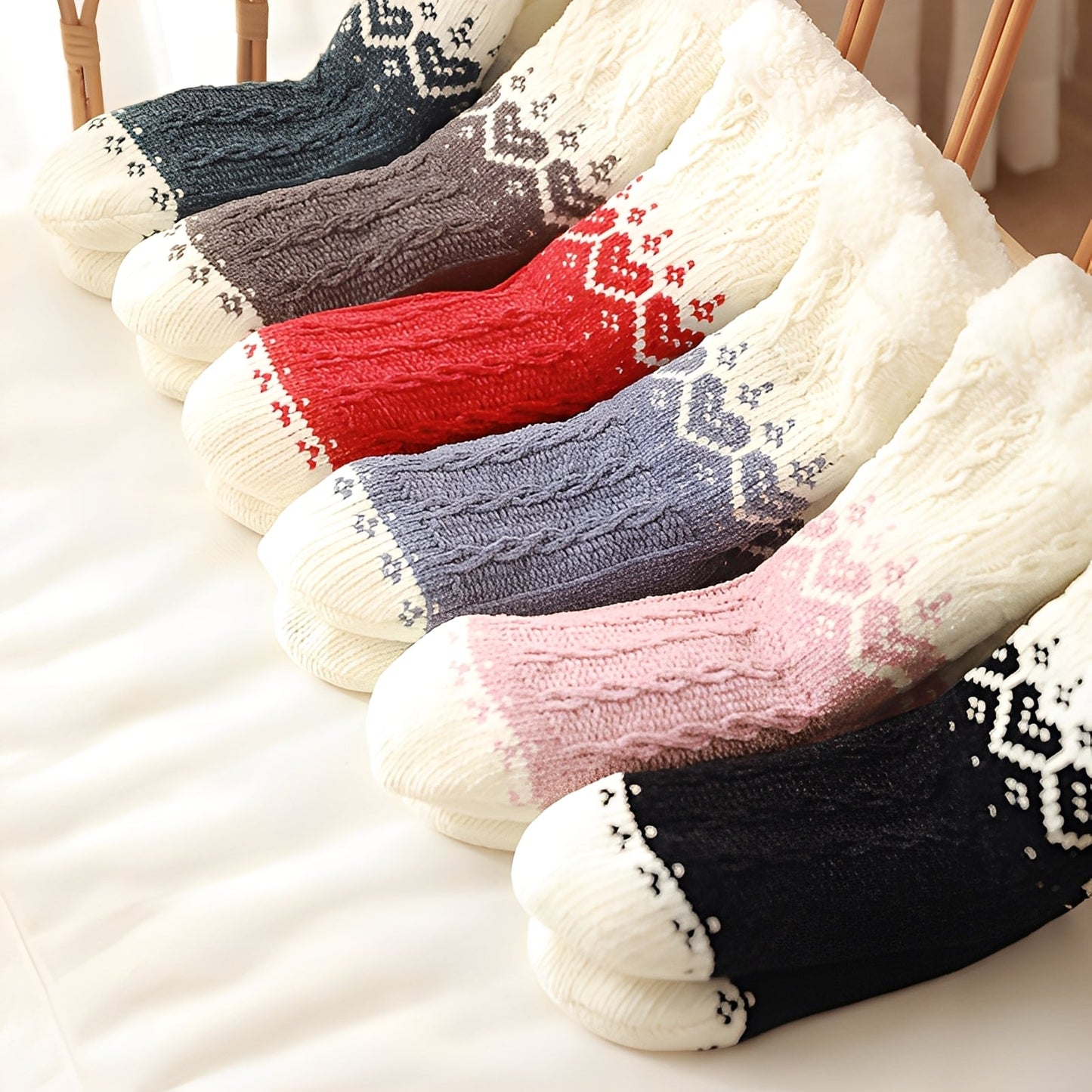 Danika - Modische gestrickte Kuschelsocken mit Herzdesign für Damen
