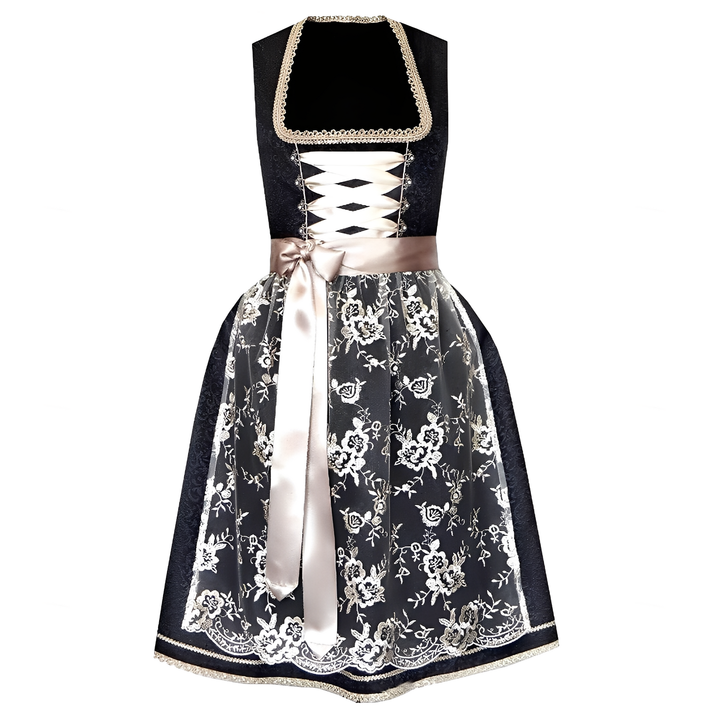 Zella - Damen Oktoberfest-Kleid mit Schnürung und Muster