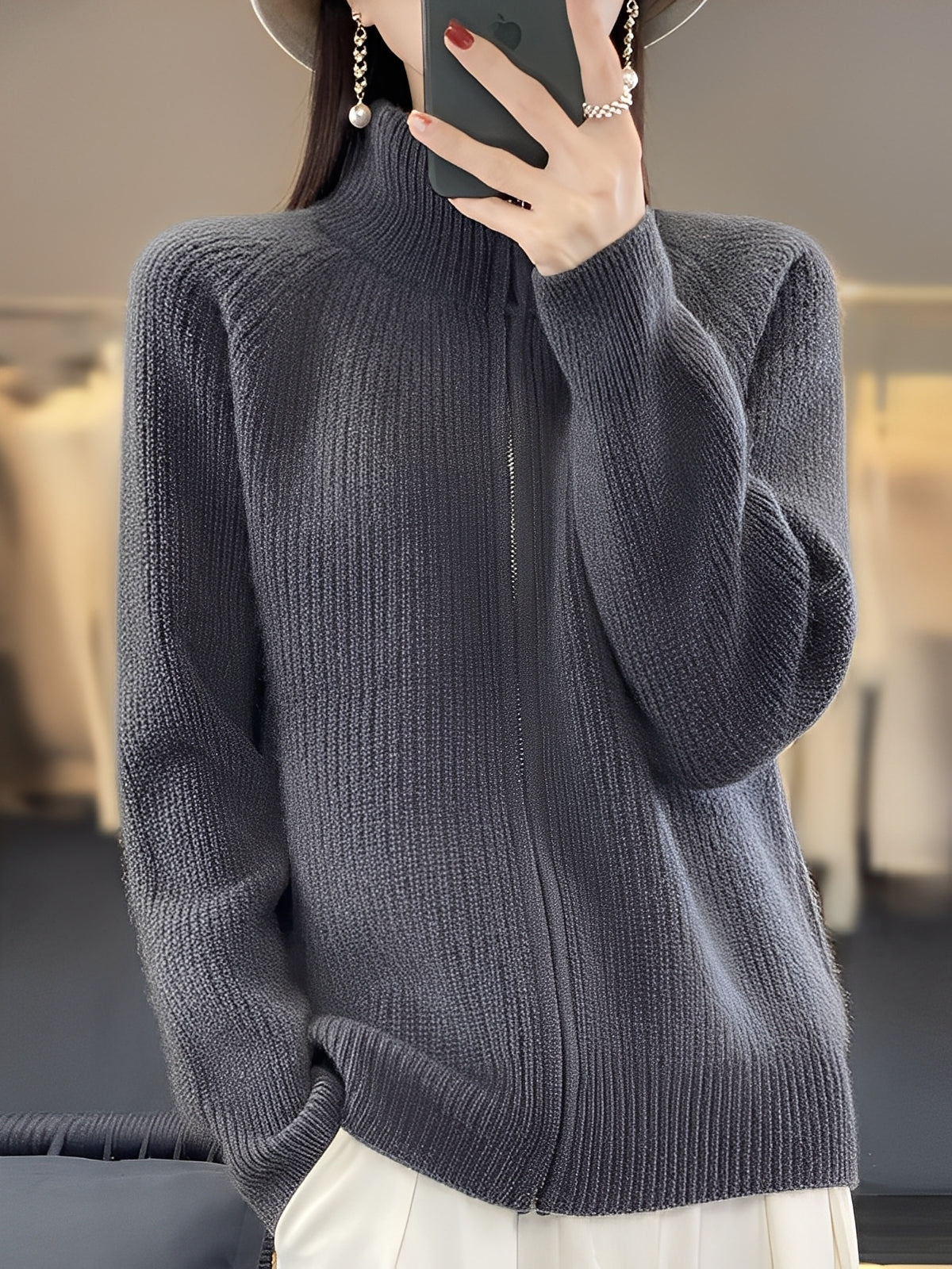 Brylee - Moderne Wollstrickjacke für Damen mit Reißverschluss